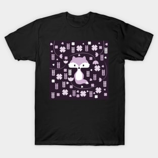 Fox among flowers in purple T-Shirt